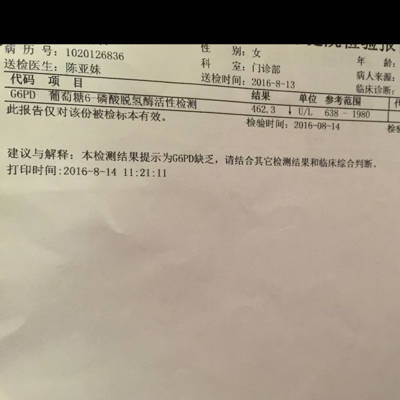 这算是患有蚕豆病么,以后小孩出生会不会也有