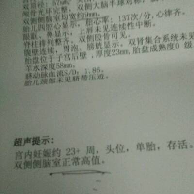 孕24周,做了2级产前检查,BC显示胎儿双侧侧脑