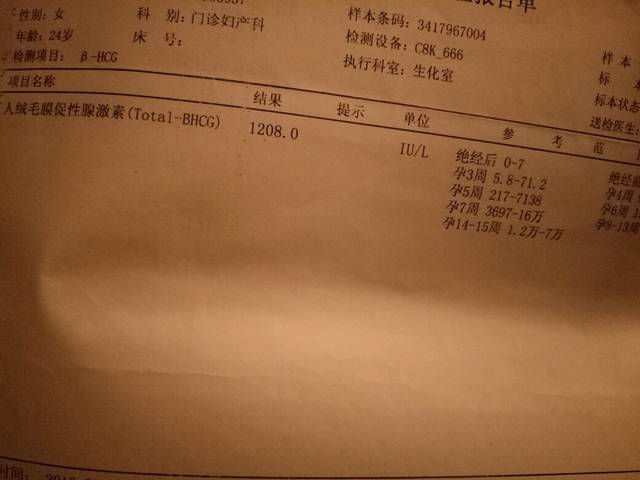 姐妹们这是大概孕几周了?_验到hcg值结果是1