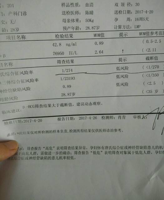 希望无创顺利通过_一胎唐氏高危,没有复查,孩