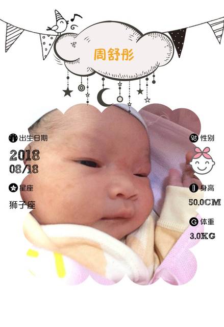 【报喜】周舒彤出生了