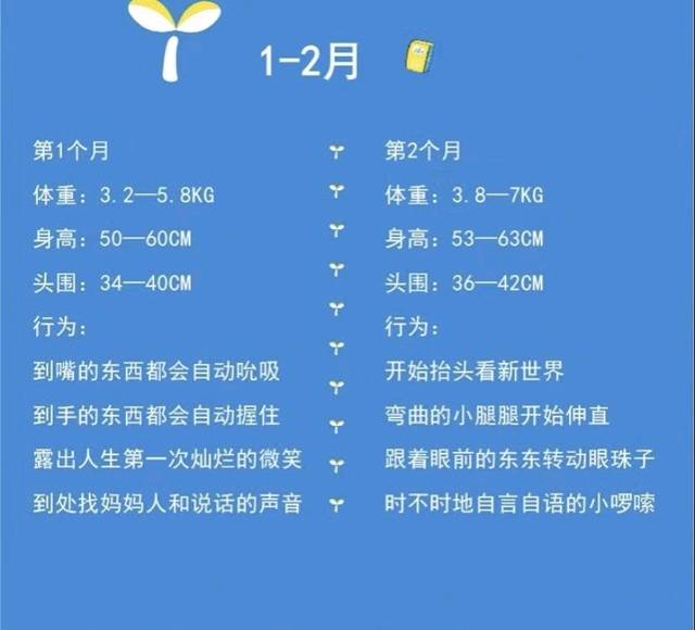 0-12个月宝宝发育指标