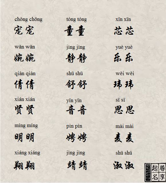 女孩儿字小名推荐